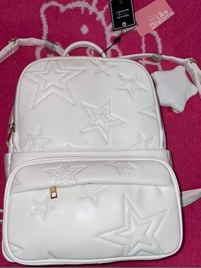 White Star-Embossed Backpack - I Like Dreams